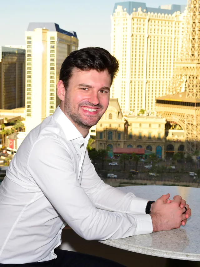 Elias at a poker table in Las Vegas